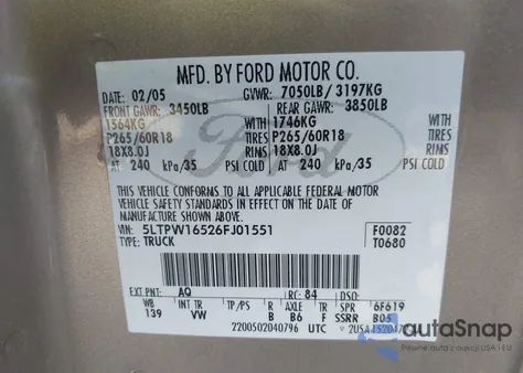 2006 Lincoln Mark Lt z USA, uszkodzony, nr VIN 5LTPW16526FJ01551